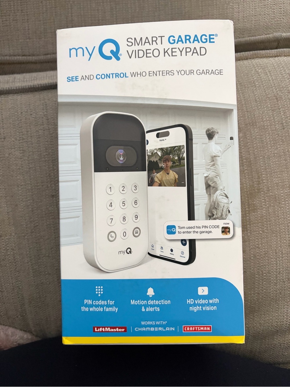 myQ Smart Garage Video Keypad - White/Black